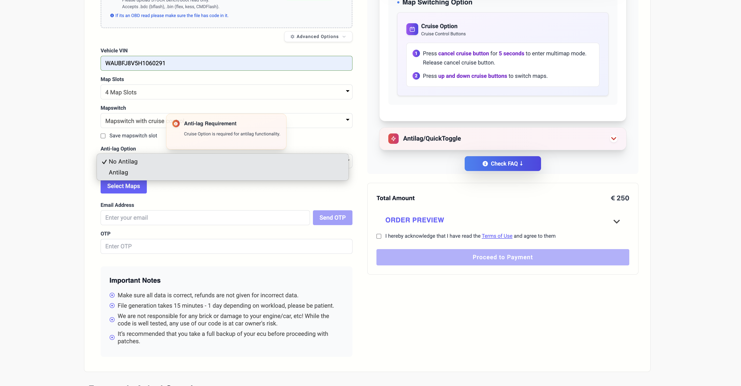 Select Antilag Option